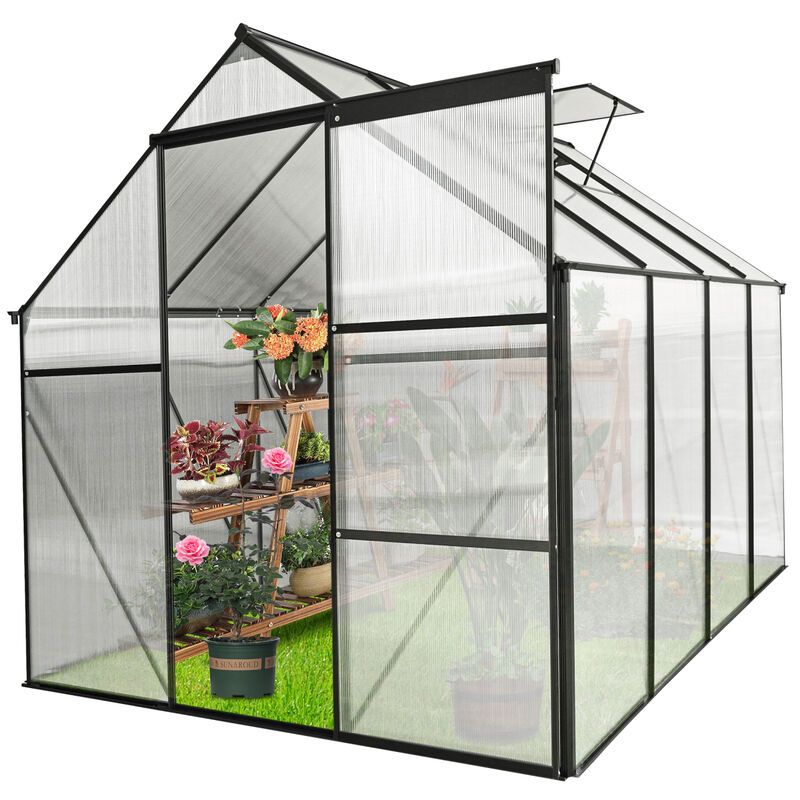 Streamdale Durable 6x8 FT Polycarbonate Greenhouse with Raised Base