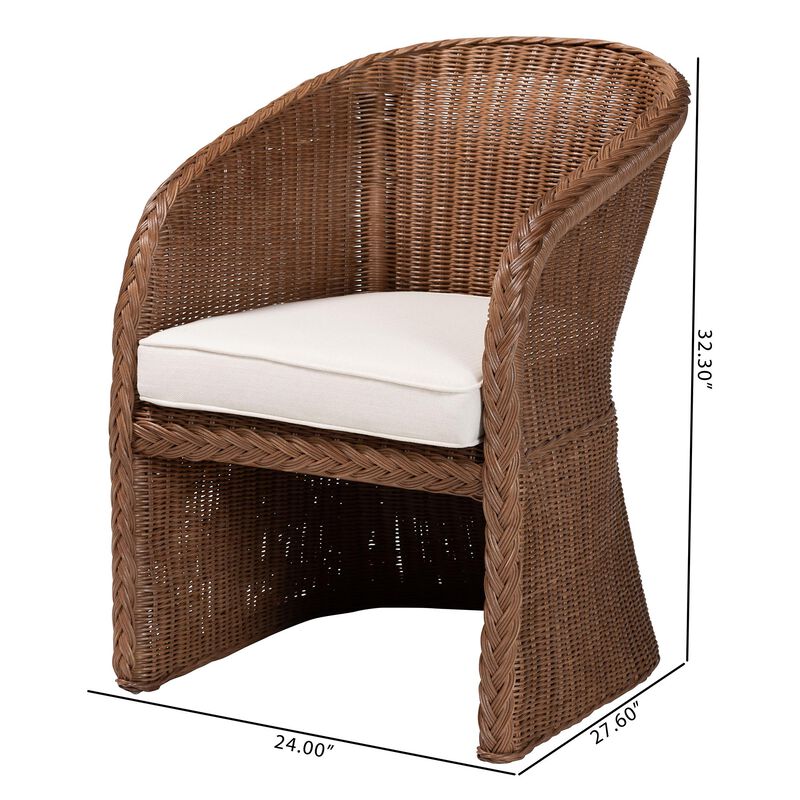 bali & pari Memphis Bohemian Peanut Brown Braided Rattan Arm Chair