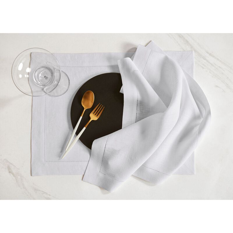Solino Home 100% Pure Linen Dinner Napkins 20 x 20 Inch Set of 6 | Sonoma Hemstitch