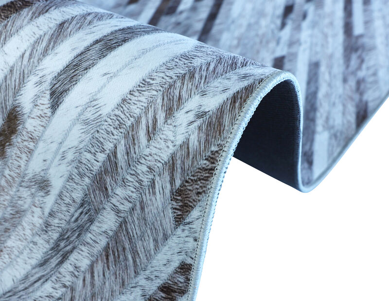 Walk on Me Faux Cowhide Digital Printed Patchwork Supra Vortex Contemporary Indoor Area Rug
