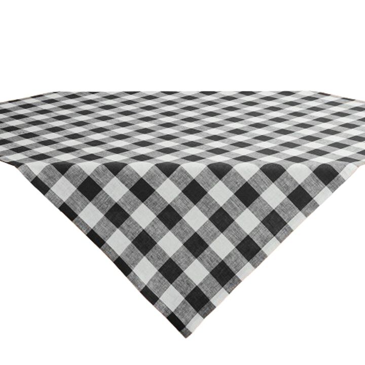 Solino Home 100% Pure Linen Table Throw 52 x 52 Inch | Buffalo Check