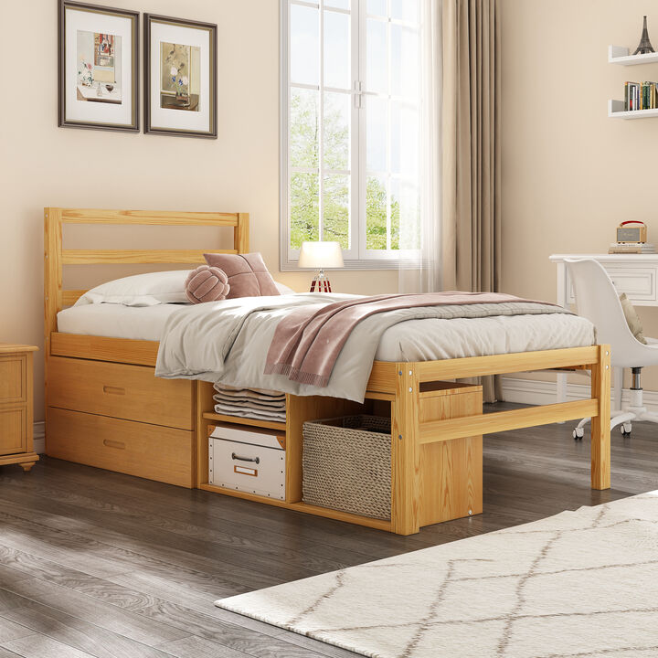 Merax Platform Bed with Removable Storage Shelves