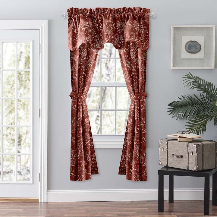 Ellis Curtain Lexington Leaf Pattern on Colored Ground Scallop Valance