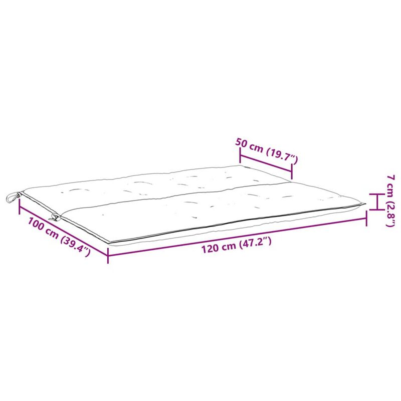 Claire Outdoor Cushion for Bench, 47 Inch Light Gray Oxford Fabric - Benzara