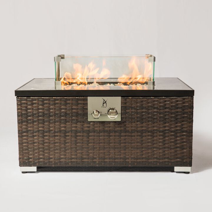 Mondawe Glass Wind Gurad Rectangular Glass Windshield For Rectangula Fire Table