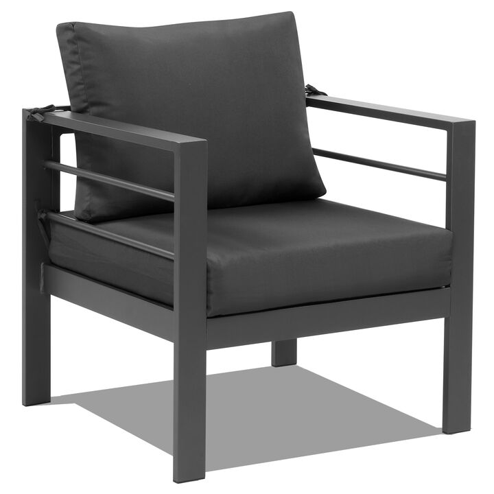 Contemporary 2pcs Sofa Set, Aluminum Frame with Cushions