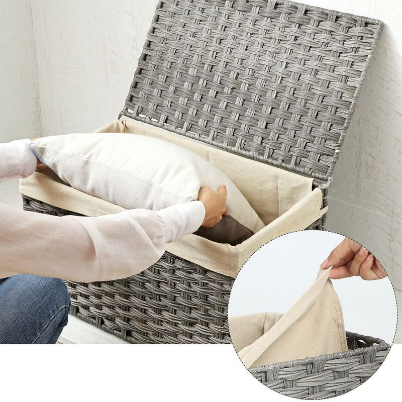 Storage Trunk with Cotton Liner and Metal Frame for Bedroom and Closet