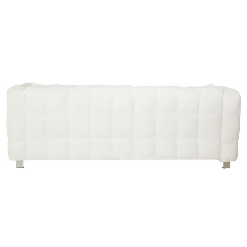 Beige Plush Sofa with Throw Pillows & Hardware Support