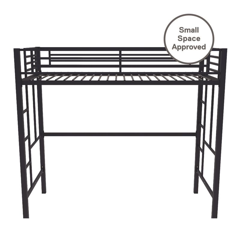 Atwater Living Grace Twin Metal Loft Bed with Two Ladders and Safety Railings