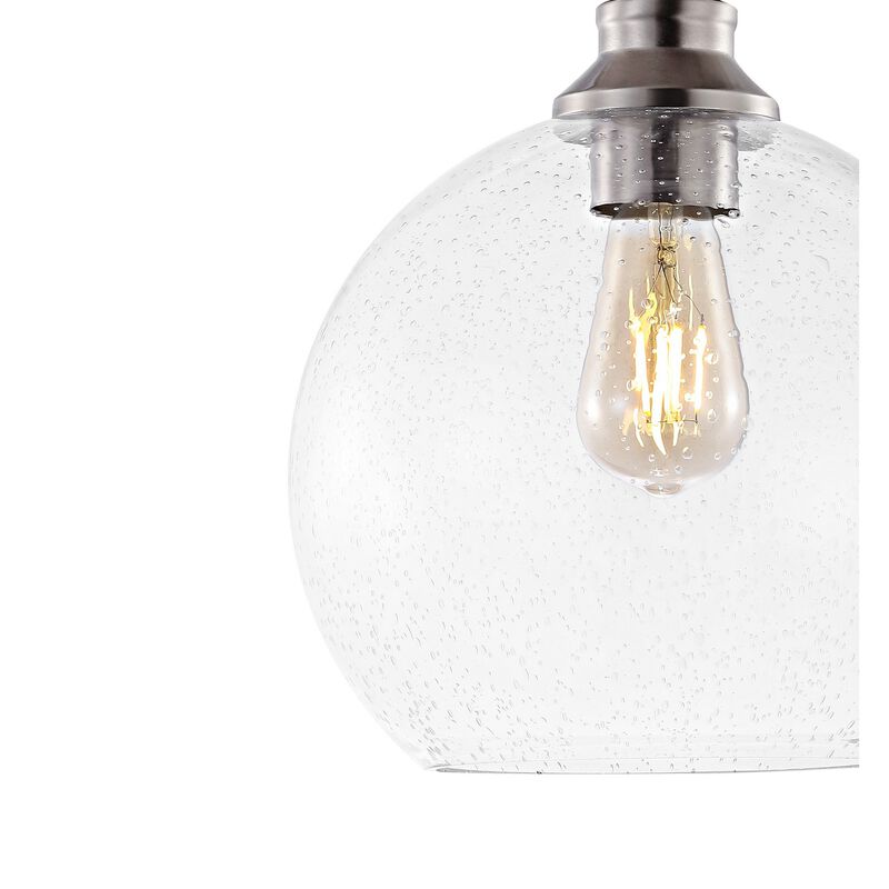Marla 1-Light Bohemian Farmhouse Iron/Seeded Glass LED Semi Flush Mount