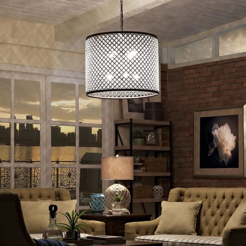 Modway Prosperity Contemporary Modern Glass and Metal 27" Ceiling Light Pendant Chandelier in Brown
