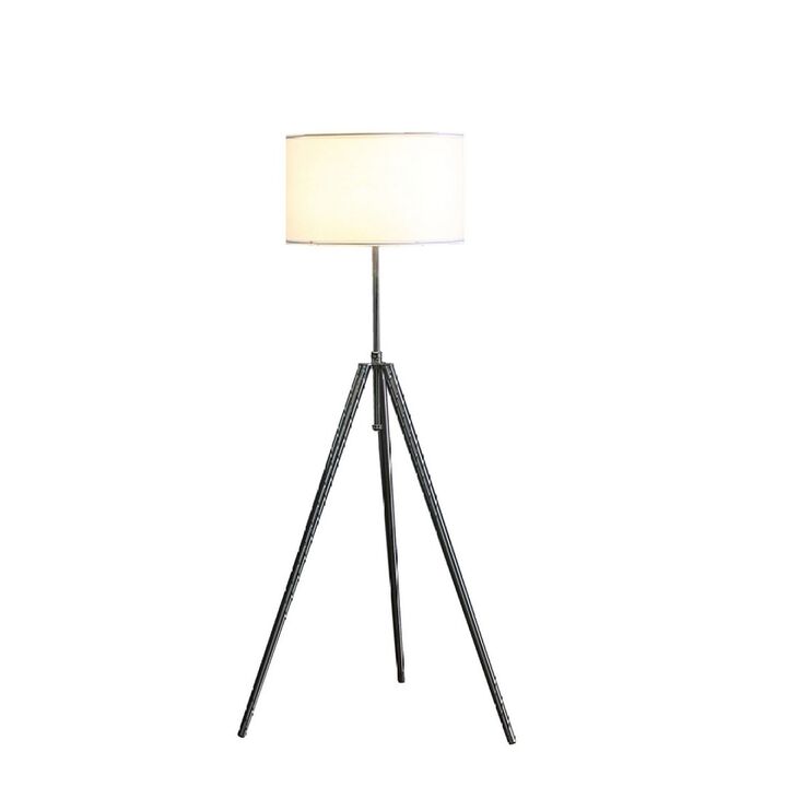 64" - 47" In Mid-Century Adjustable Tripod Chrome/Silver Metal Floor Lamp