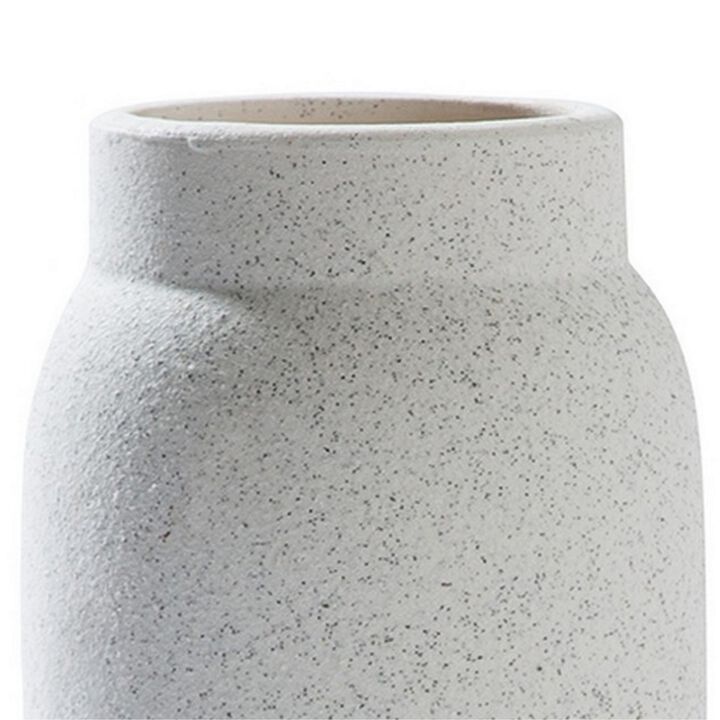 Vase with Elongated Textured Ceramic, Set of 3, White-Benzara