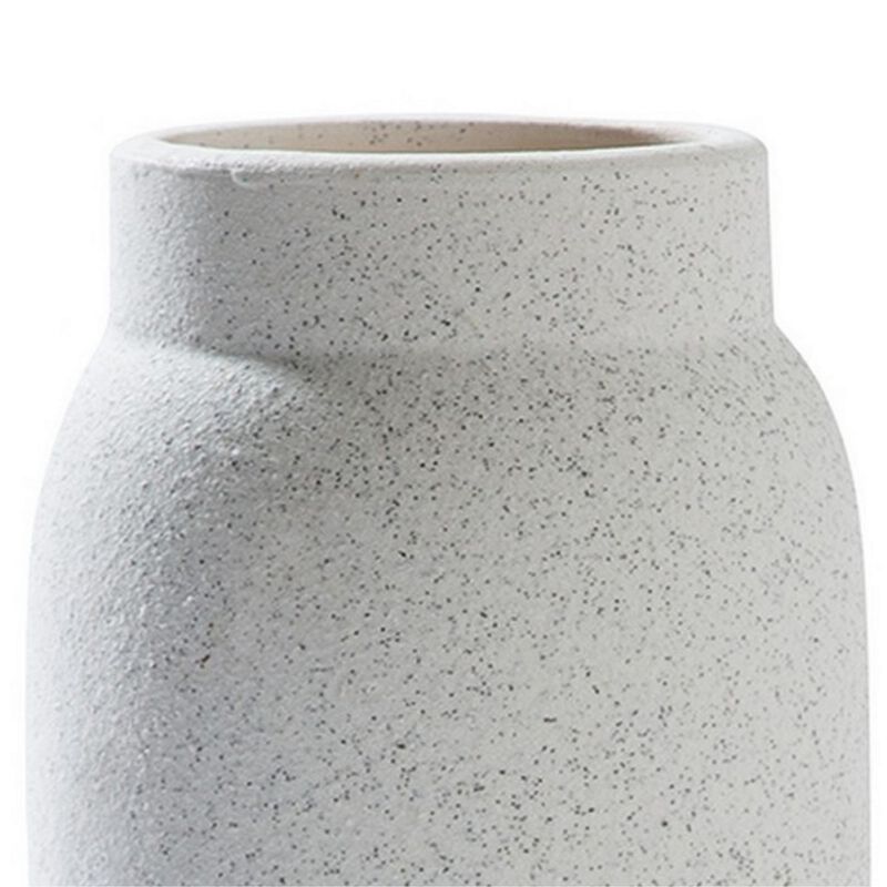 Vase with Elongated Textured Ceramic, Set of 3, White-Benzara