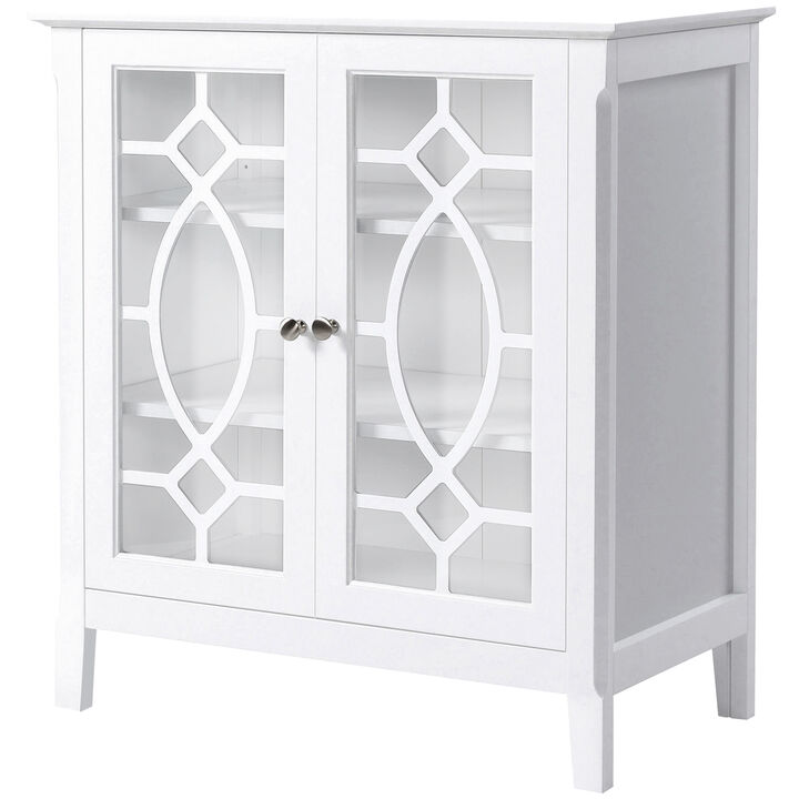 HOMCOM Sideboard Buffet Cabinet, Kitchen Storage Cabinet, Glass Door Accent Cabinet with Adjustable Shelves, White