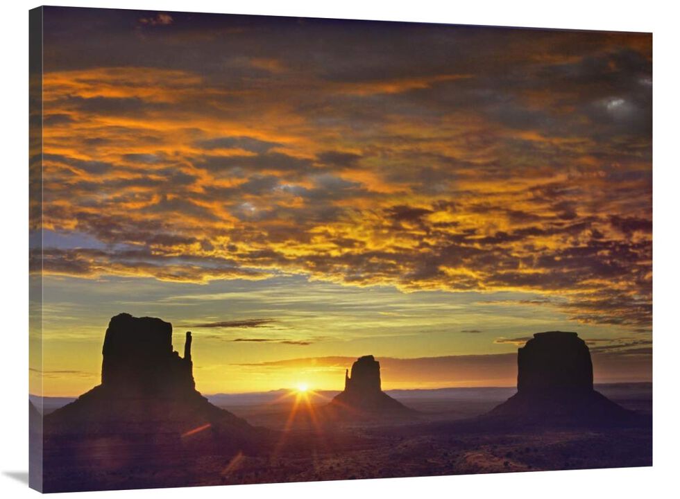 The Mittens and Merrick Butte at sunrise, Monument Valley, Arizona-Canvas Art-40x30