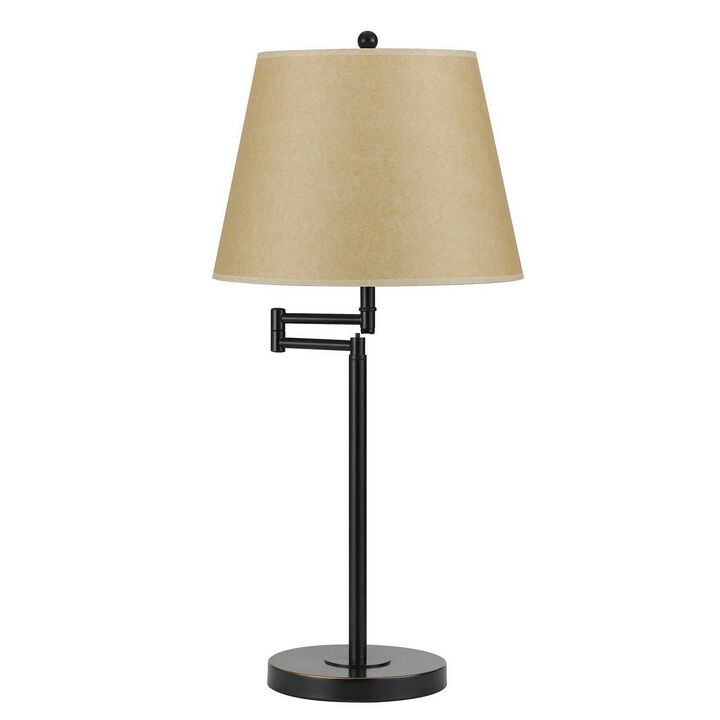 Metal Round 3 Way 27" Table Lamp with Spider Type Shade, Bronze and Brown-Benzara