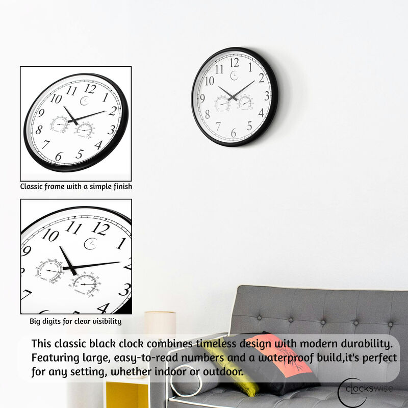 18" Outdoor Wall Clock Thermometer Combo