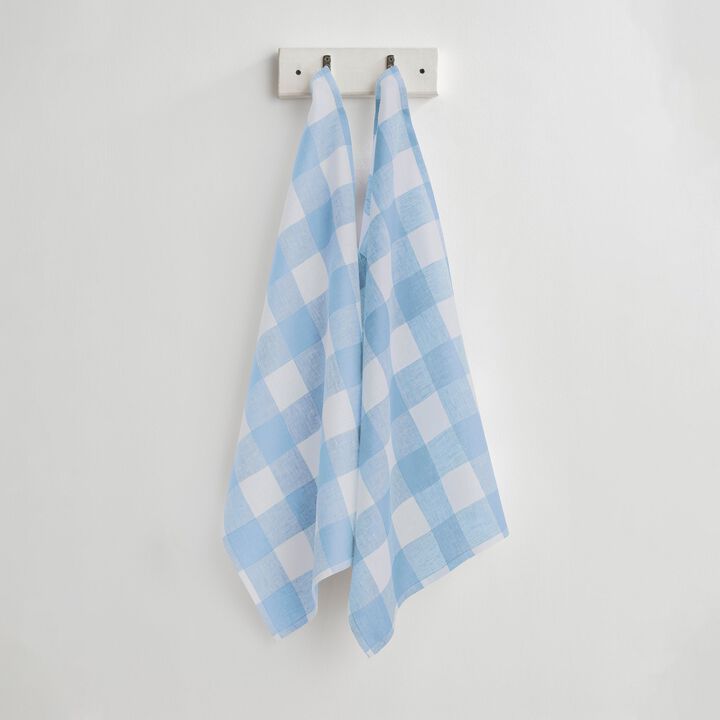 Solino Home 100% Pure Linen Kitchen Towels Set of 2 - 16.5 x 26.5 Inch | Buffalo Check