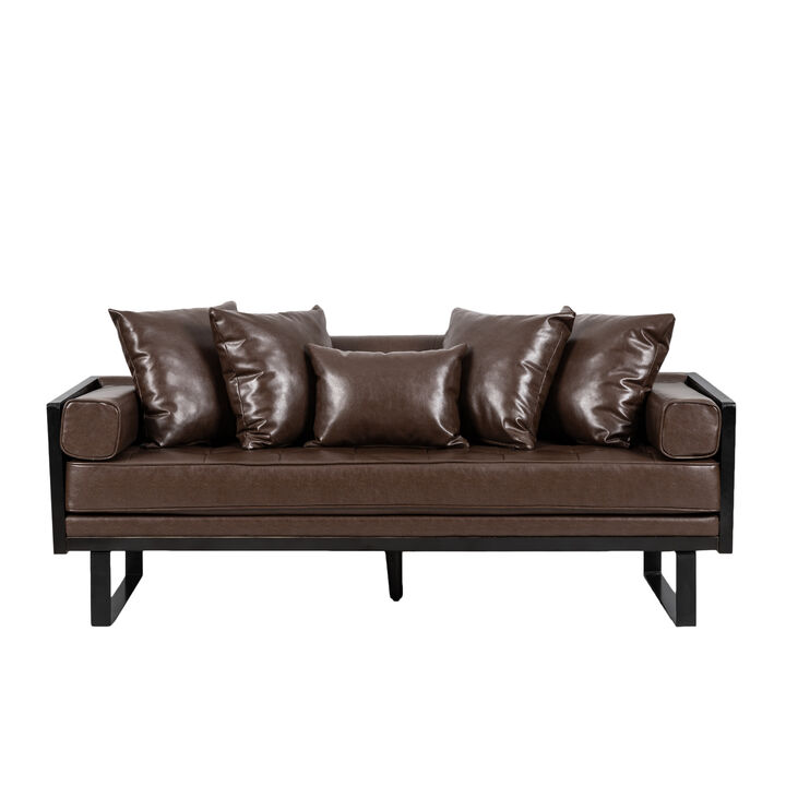 Merax Modern PU Leather Loveseat Sofa