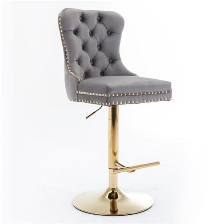 Swivel Barstools Modern Upholstered Counter Chairs with Tufted Back & Adjustable Seat for Kitchen & Bar