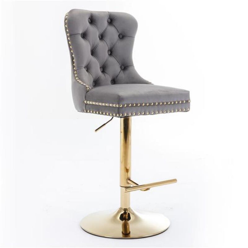 Swivel Barstools Modern Upholstered Counter Chairs with Tufted Back & Adjustable Seat for Kitchen & Bar