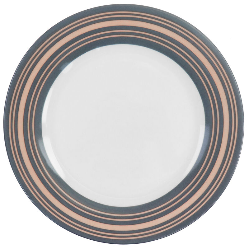 Gibson Home Silver Wind 16 Piece Fine Ceramic Dinnerware Set in Grey and Pink