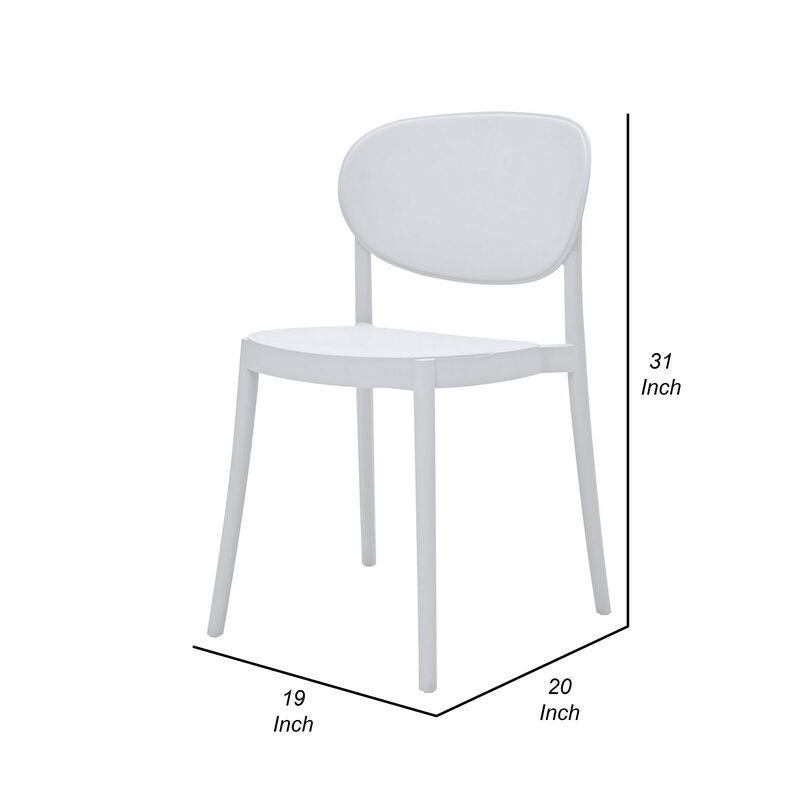 Heem 19 Inch Side Dining Chair Set of 4, Armless, Indoor Outdoor, White - Benzara