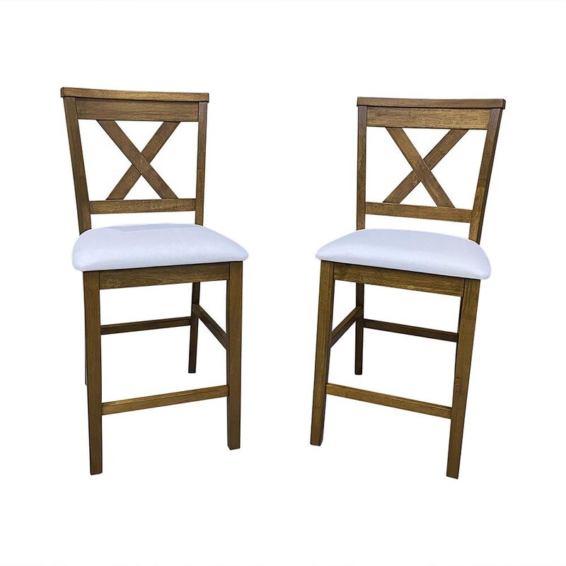 Carolina Living Taylor X-Back Counter Stools - Set of 2 - Golden Oak/White