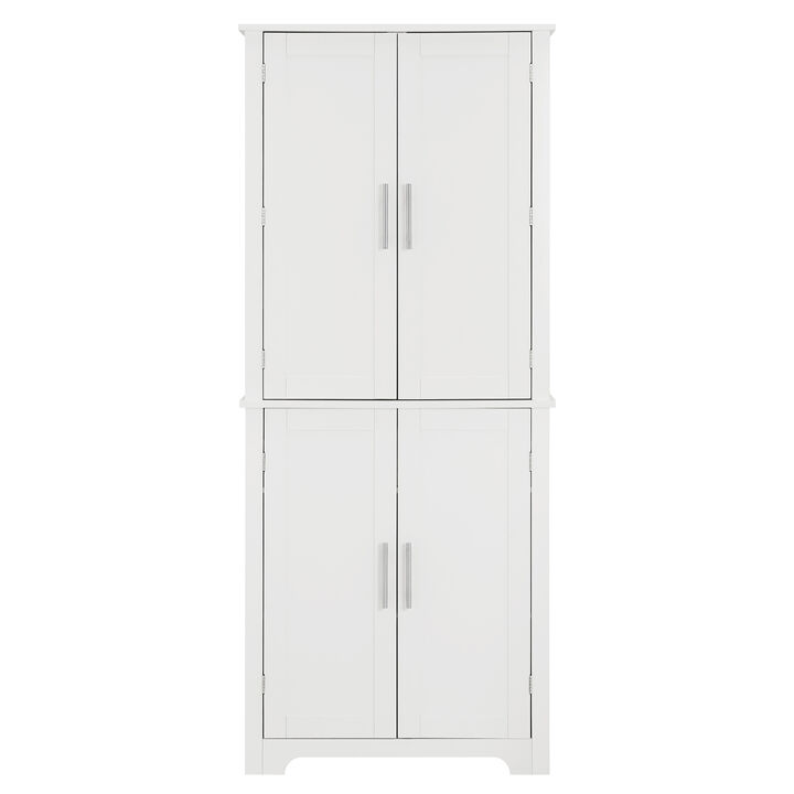 White Wood 15 in. Pantry Cabinet with Shelve and Storage