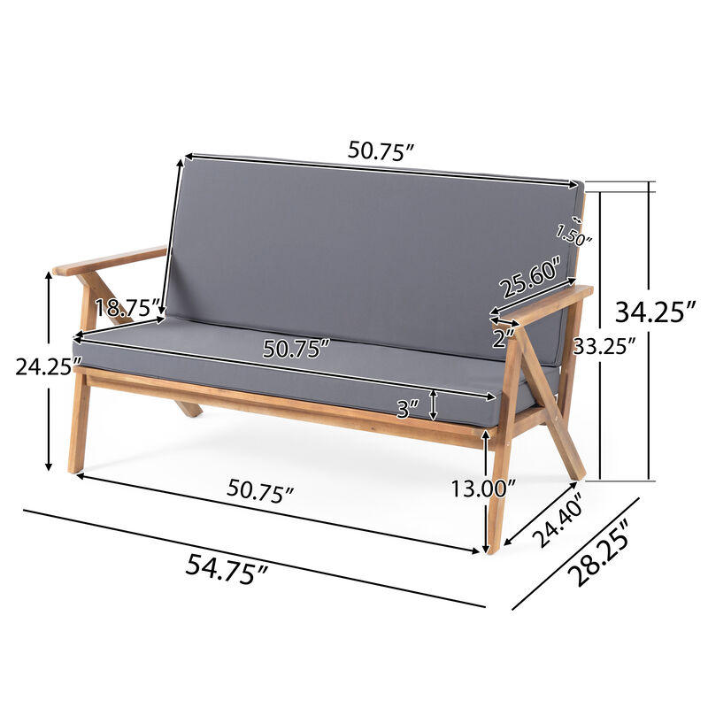 Merax 4 Pieces Outdoor Patio Loveseat Chairs Table Seating Sets