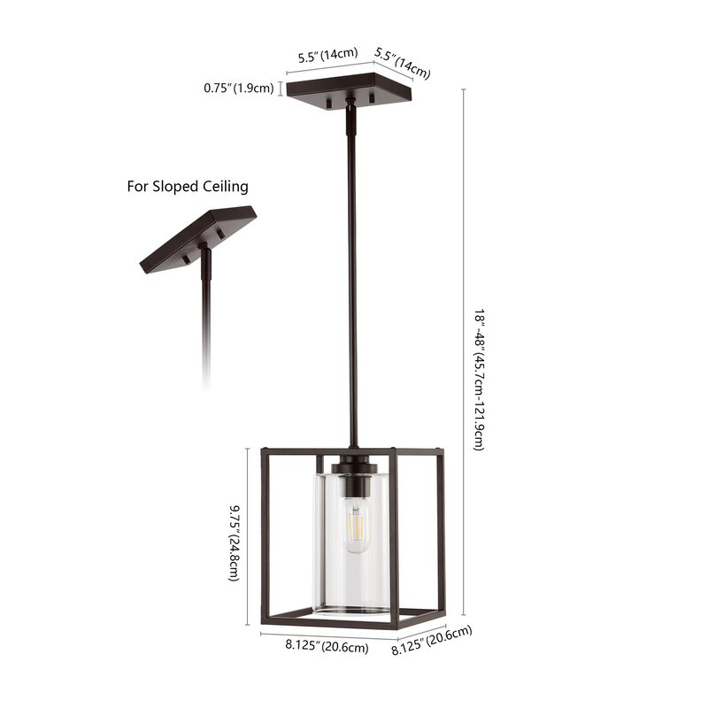 Quinn 1-Light Industrial Farmhouse Iron/Glass LED Pendant