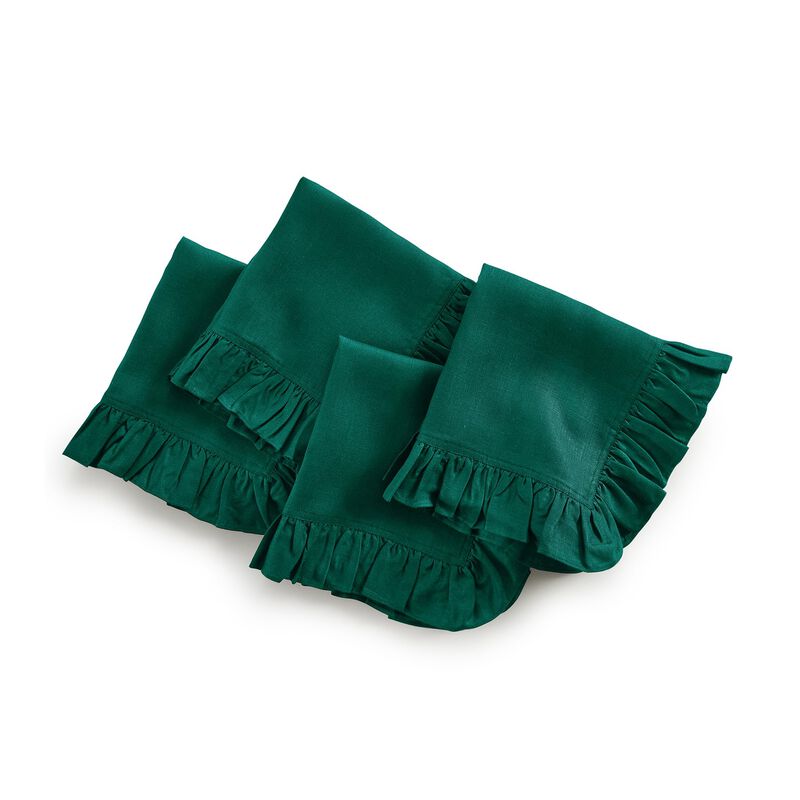 Solino Home 100% Pure Linen Cloth Napkins 20 x 20 Inch Set of 4 | Gabrielle Ruffle Dinner Napkins