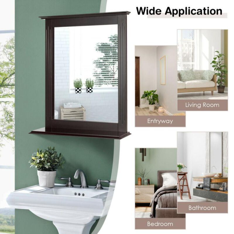 Hivvago Wall-Mounted Multipurpose Vanity Mirror with Shelf
