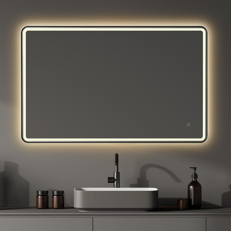 Altair Framed in Matt Black Modern Bathroom/Vanity LED Lighted Wall Mirror