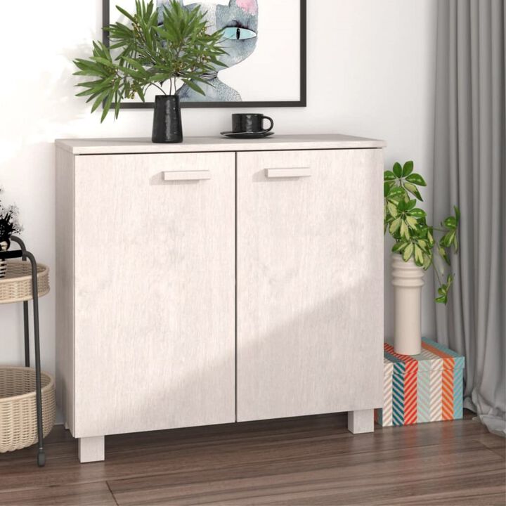 vidaXL Sideboard White 33.5"x13.8"x31.5" Solid Wood Pine