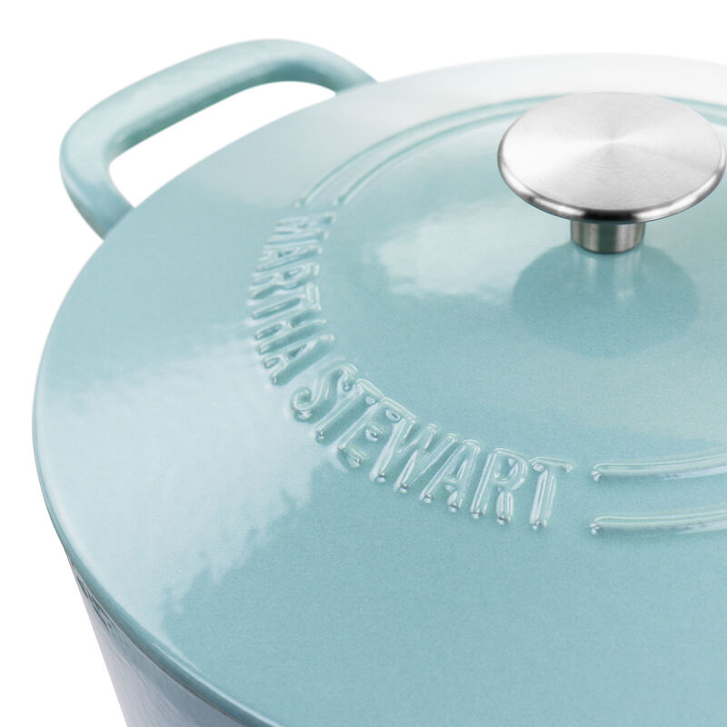 Martha Stewart Enameled Cast Iron 7 Quart Dutch Oven with Lid in Turquoise