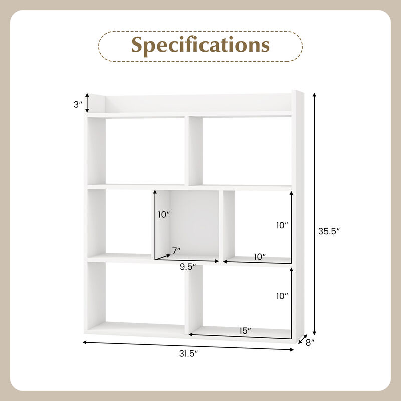 7 Cubes Open-back Bookshelf with Anti-Toppling Devices