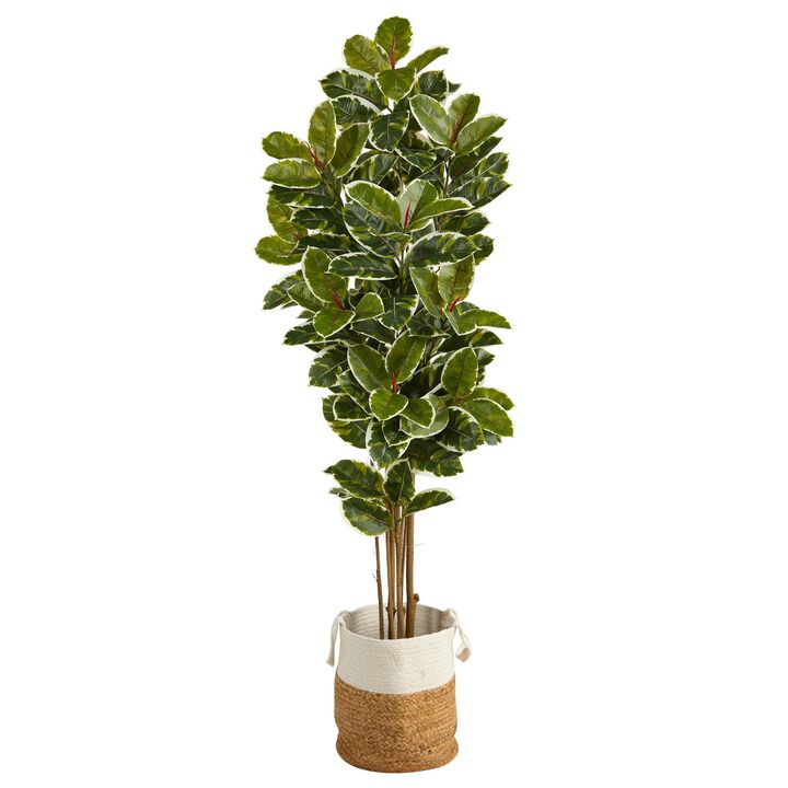 Nearly Natural 6-ft Oak Tree in Natural Jute Planter UV (Indoor/Outdoor)