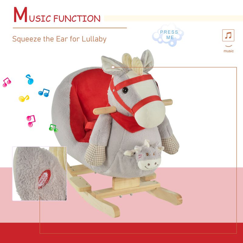 Gray Interactive Rocker: Horse with Cradlesong and Puppet for Toddlers