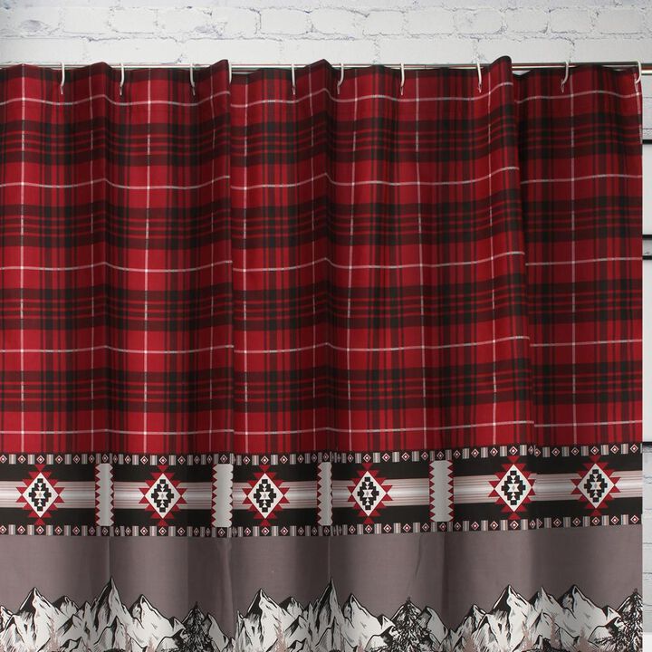 Greenland Home Fashions Timberline Bath Shower Curtain - 72x72", Red