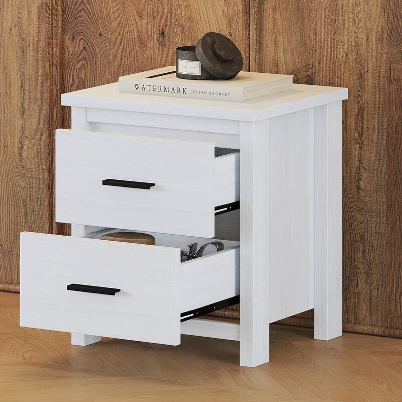 Merax Vintage 2-Drawer White Nightstand for Bedroom