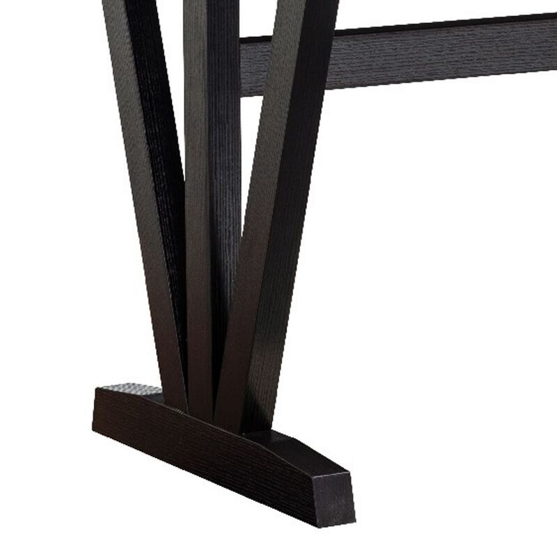 47 Inch Ethan Collection Wood Dining Table, V Shaped Legs, Trestle, Dark Brown-Benzara