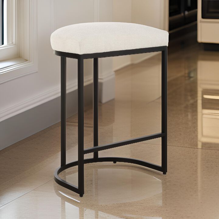 Gyn Counter Height Stool, White Performance Fabric, Black Cantilever Base