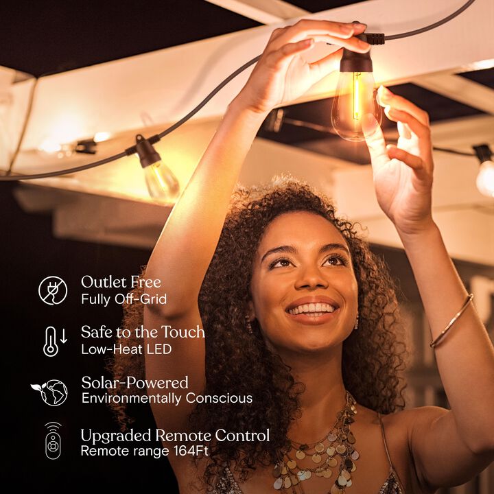 Brightech Ambience Pro Solar LED String Lights - Super Bright 27Ft Remote Control  with 12 Shatterproof Bulbs, Waterproof Patio Lights, 4W Soft White