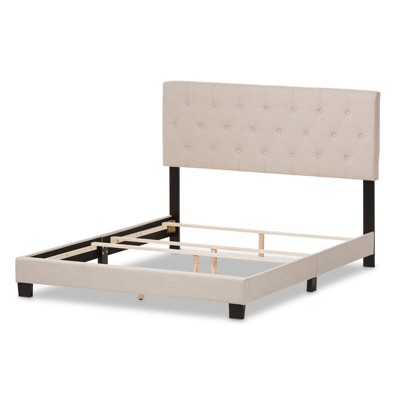 Baxton Studio Cassandra Modern Light Beige Fabric Upholstered Queen Size Bed