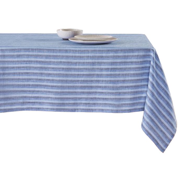 Solino Home 100% Pure Linen Tablecloth | Bistro Stripe