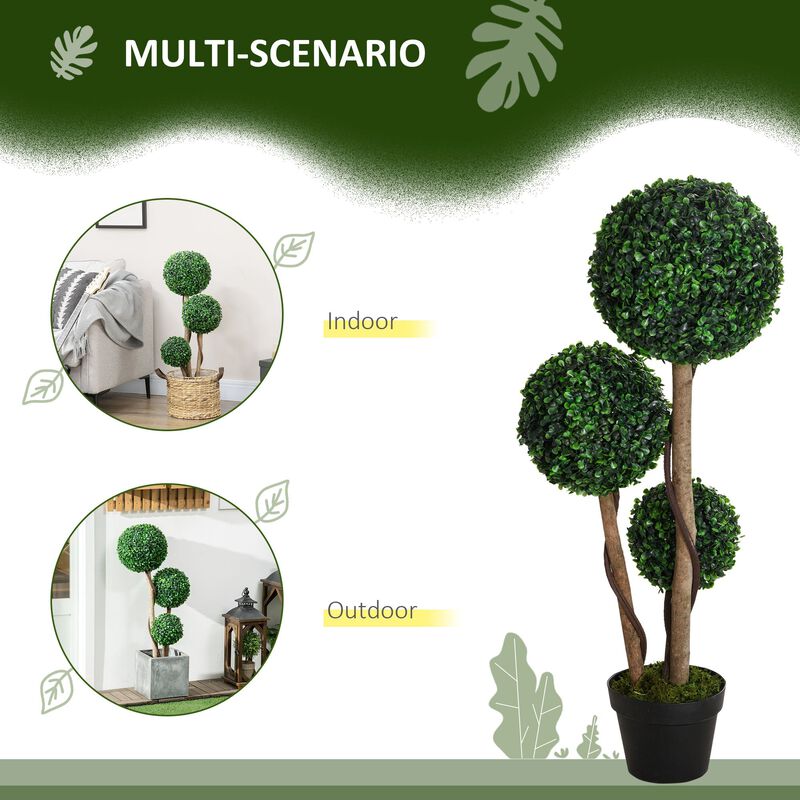 Artificial Home Decor: 3ft Boxwood Topiary Tree in Pot for Indoor/Outdoor