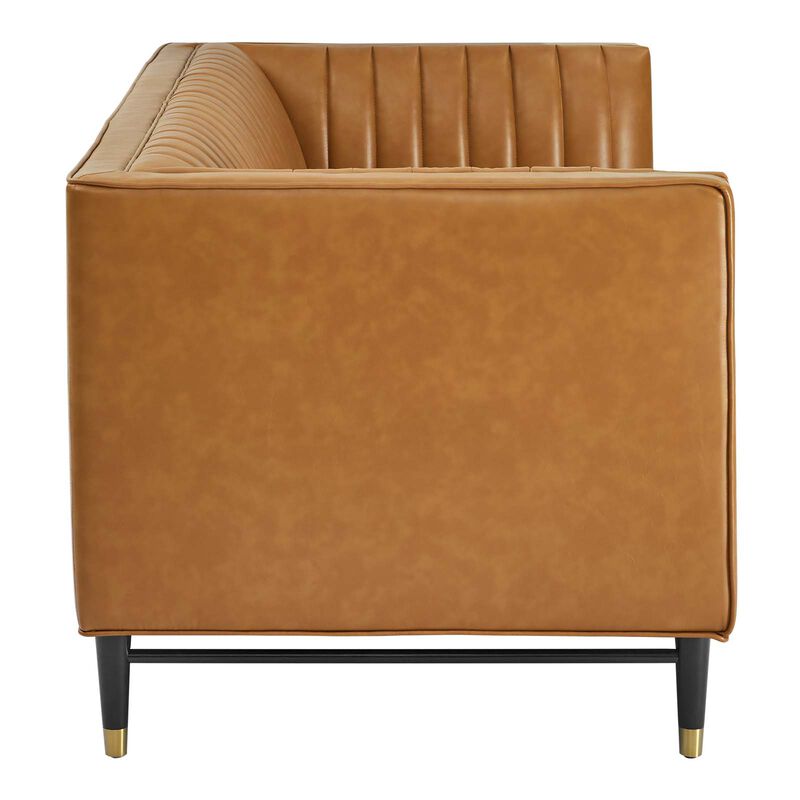 Devote Channel Tufted Vegan Leather Loveseat Tan EEI-4719-TAN