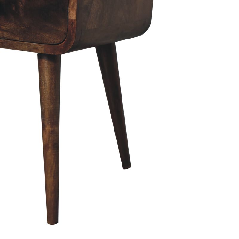 Mini Curved Grey Washed Solid Wood2 Drawer NightStand